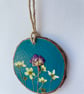 Real Pressed Flower Hand Painted Wood Slice Hanging Decoration - Image 2