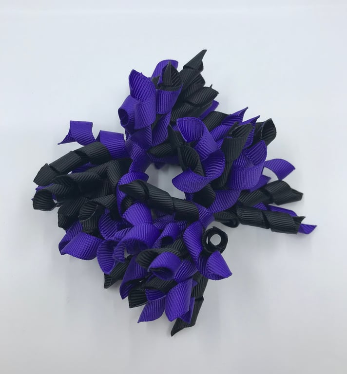 3 inch Black and Purple Curly Corkers on Clips (pair)