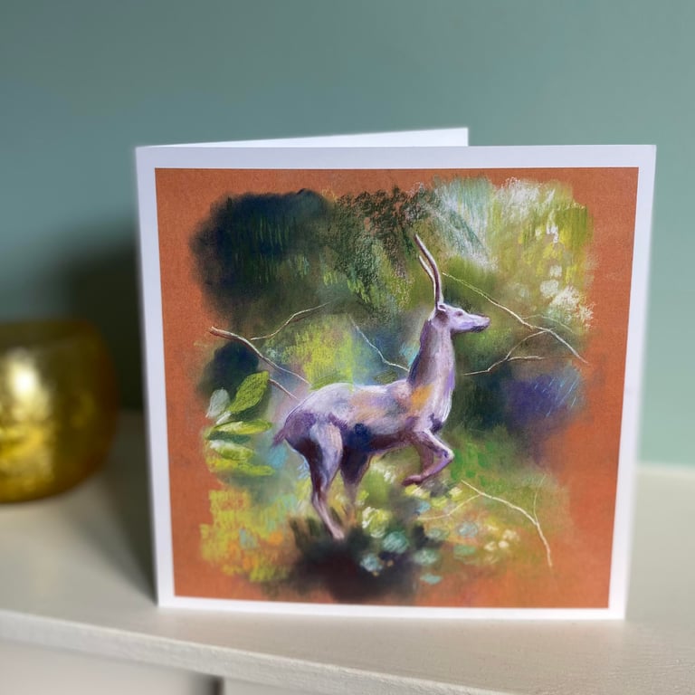 Deer Art card - Stag greeting card, deer greeting card, forest art card