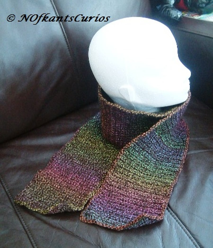 Autumnal Toned Rainbow Crocheted Scarf!