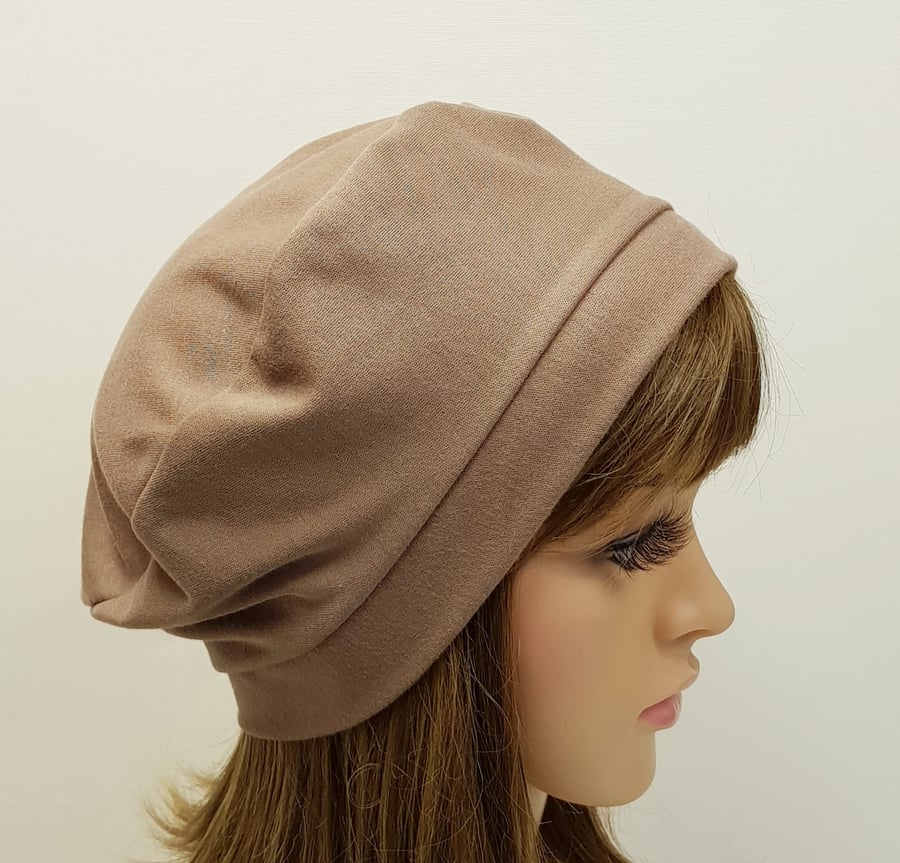 Little french style beret for women, cotton jersey unlined hat, lightweight tam