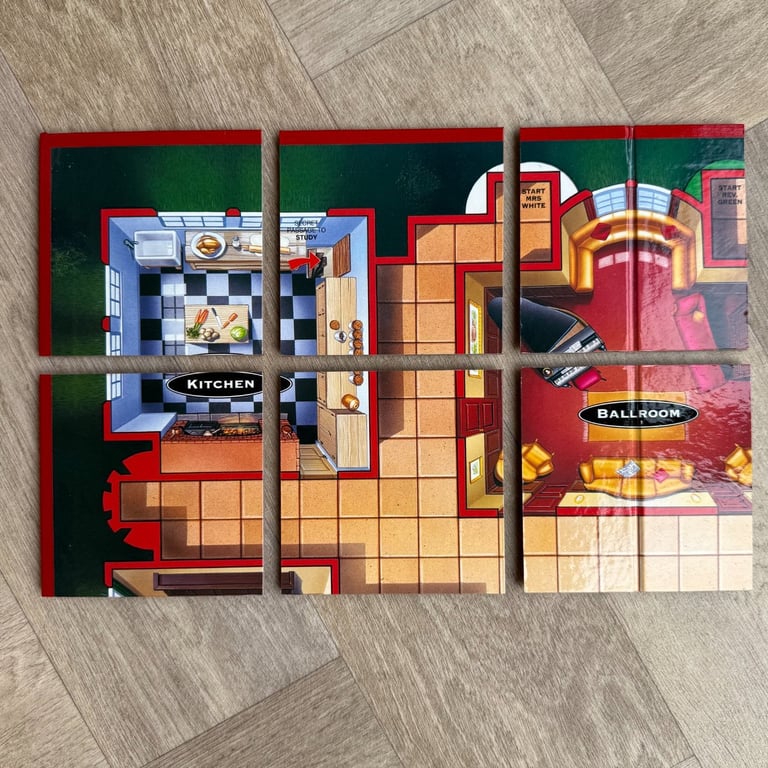 Cluedo Board Coasters - Kitchen, Ballroom - Upcycled from Real Board