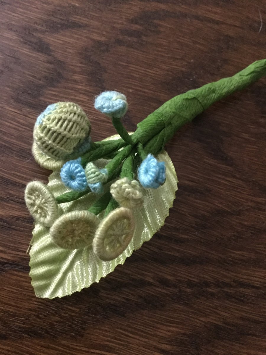 Dorset Button Corsage in Yellows and Blues