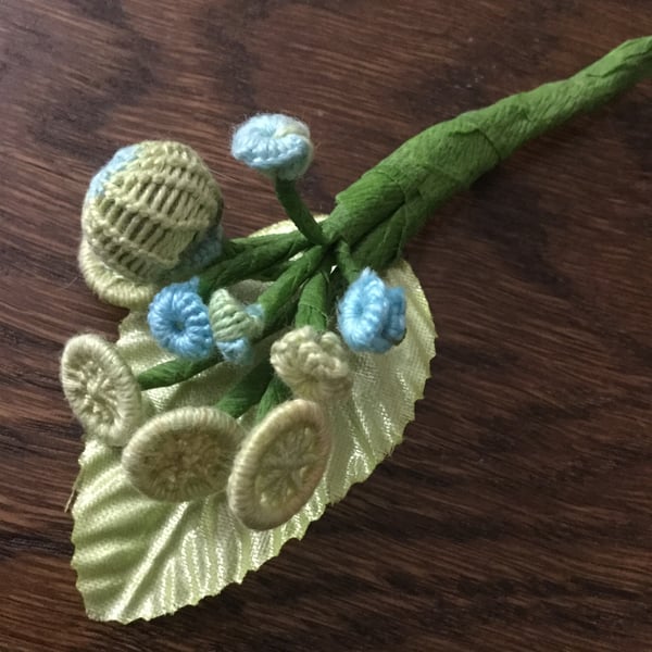 Dorset Button Corsage in Yellows and Blues