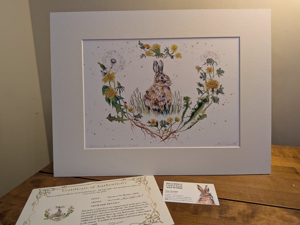 Spring in the Meadow, an A4 or A5 limited edition hand finished signed print.