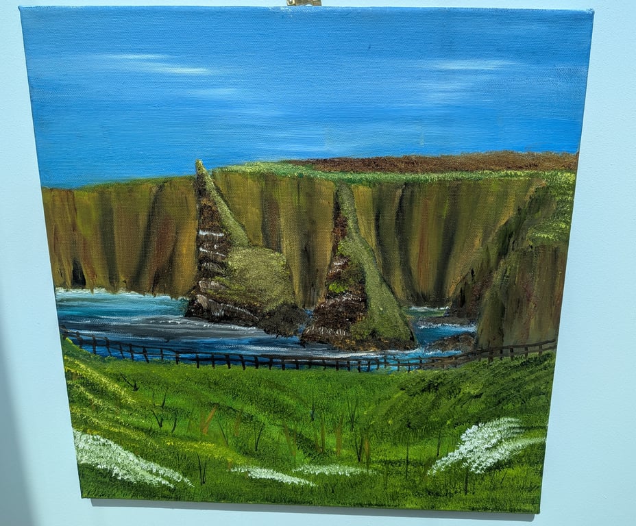 Original Painting, Duncansbay Stacks, North Scotland, Seascape
