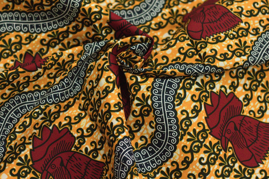 Red hen african ankara wax printed fabric in 100% cotton sold by the yard