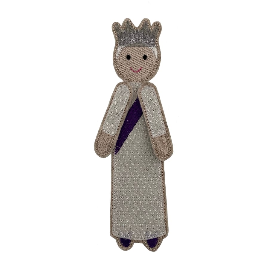 Queens Jubilee Dolly Bookmark, Textile Bookmark, Embroidered Bookmark, Keepsake