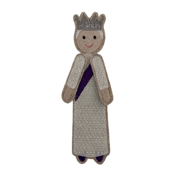 Queens Jubilee Dolly Bookmark, Textile Bookmark, Embroidered Bookmark, Keepsake
