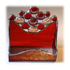Business Card Holder Handmade Stained Glass Red 