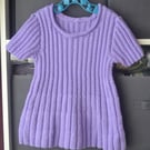 Hand Knitted Baby Dress Tunic Lilac Nylon Acrylic 12-18 months Lang Yarns