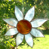 Large Stained Glass Daisy Suncatcher - Handmade Window Decoration - White Red