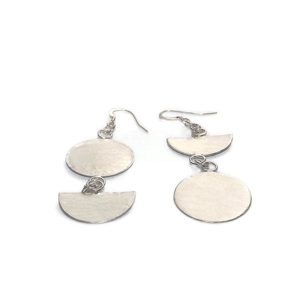 Sterling silver geometric handmade mismatched drop earrings
