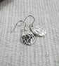 Earrings, Sterling Silver Flower Pattern Rustic Shape Droppers - Image 6