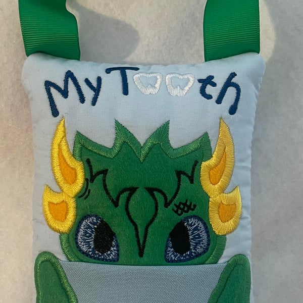 Embroidered Dragon Tooth fairy Pillow, 