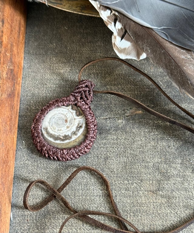 Boho Ammonite Fossil Celtic design necklace, Unisex, includes free UK delivery