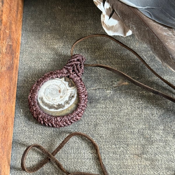 Boho Ammonite Fossil Celtic design necklace, Unisex, includes free UK delivery