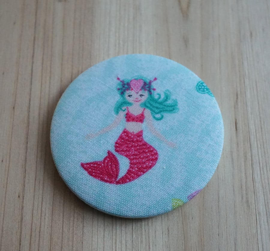 Pink Mermaid Fabric Pocket Mirror