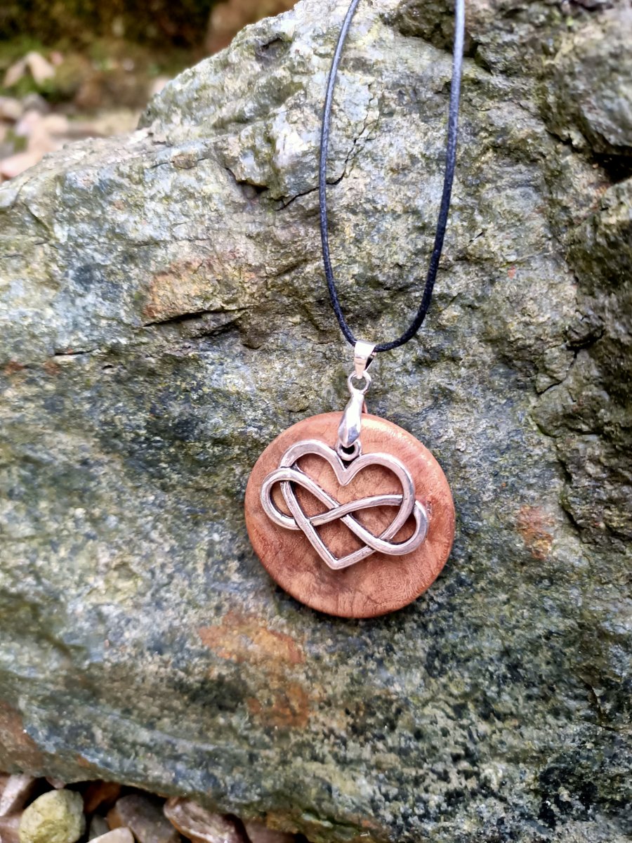 Infinity heart wooden necklace pendant wooden jewellery