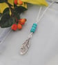 Turquenite & silver leaf long layering necklace - Image 1