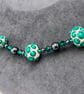 Cream and emerald green lampwork glass Swarovski Crystal and haematite necklace - Image 4