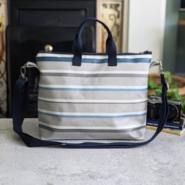 Handbag - Oilcloth Summer Stripes Cross Body Handbag Blue