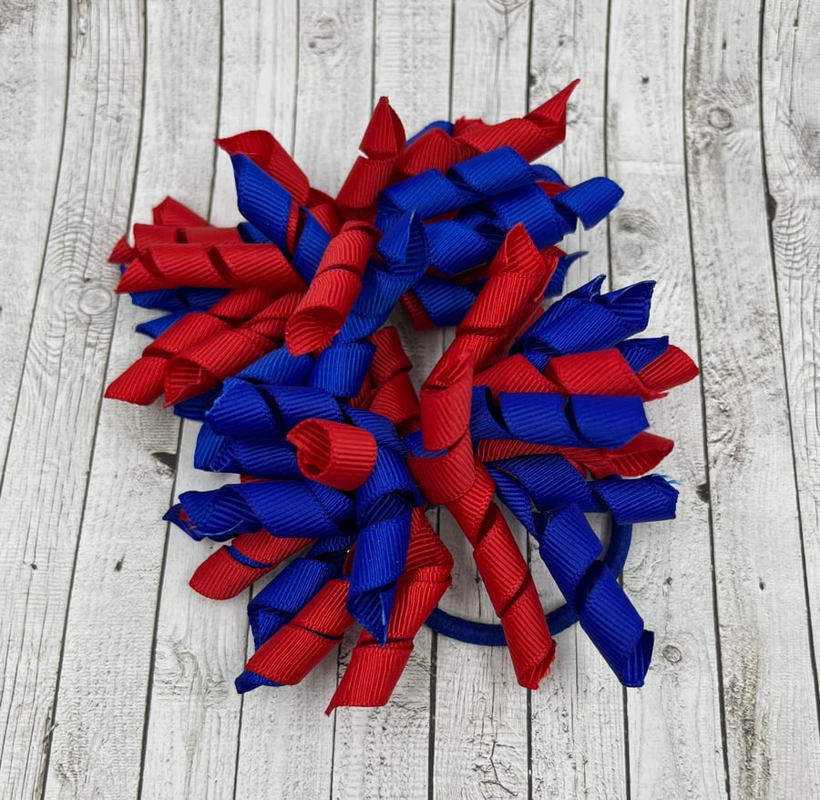 3 inch Cobalt Blue and Red Curly Corkers on Elastics (pair)