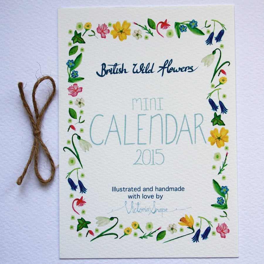 British wildflowers mini 2015 calendar Folksy