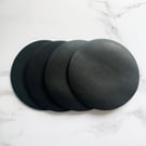 Blank Black Leather Circle Coasters, Handmade Real Leather Coaster Set, Annivers