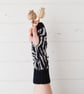 Zebra fingerless gloves - navy and zinc - Image 1