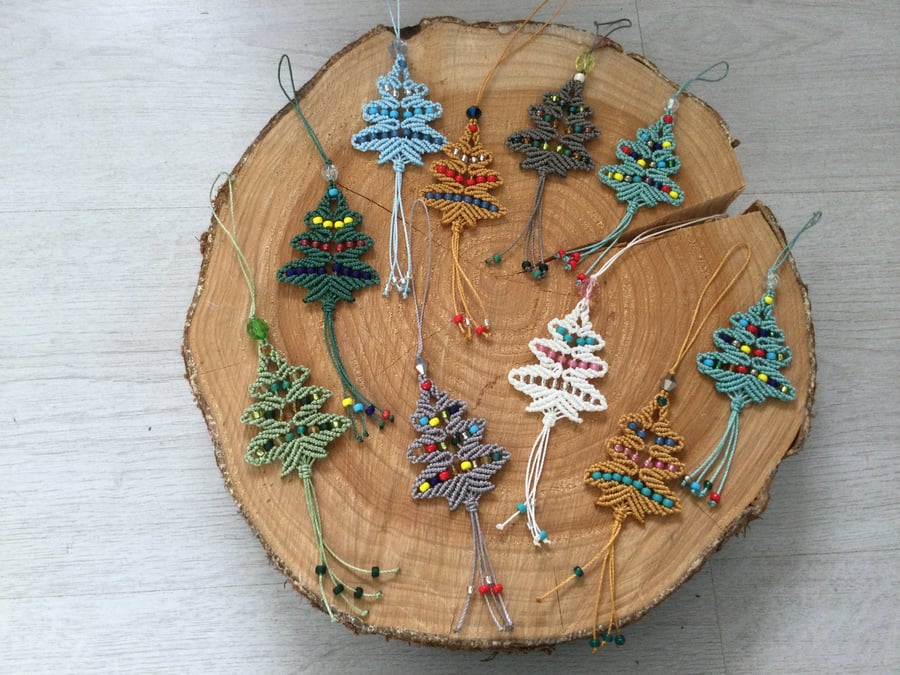 Beautiful Handmade Macrame Xmas tree decoration, gift tag, stocking filler, gift