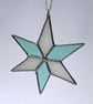 Pastel hued white and pale blue green stained glass Christmas star decoration - Image 6