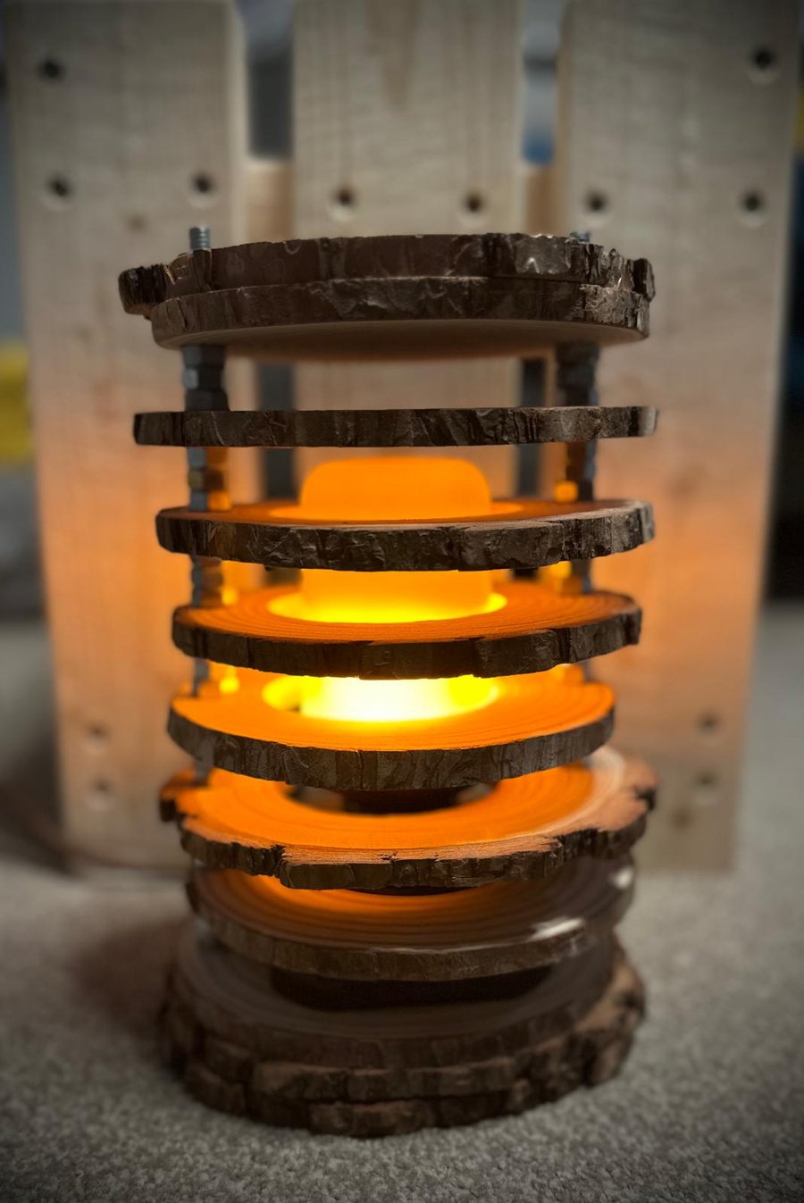 Log Slice Flame Effect Lamp