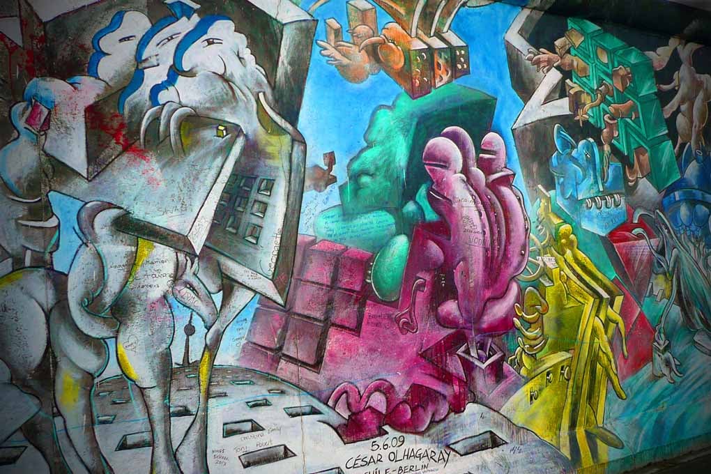 Berlin Wall Graffiti Artwork Street Art Mural Germany 18"x12" Print