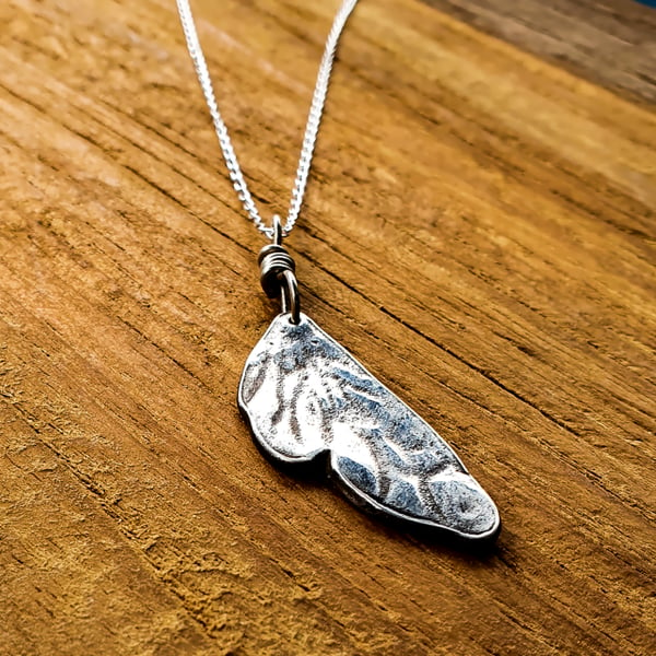Fine and Sterling Silver Fairy Wing Necklace - Left Wing