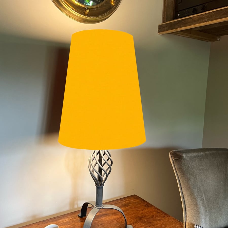 Yellow cone lampshade extra tall lampshade, sunny yellow cotton cone