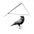 Crow blank card, black and white art card from original drawing, eco friendly