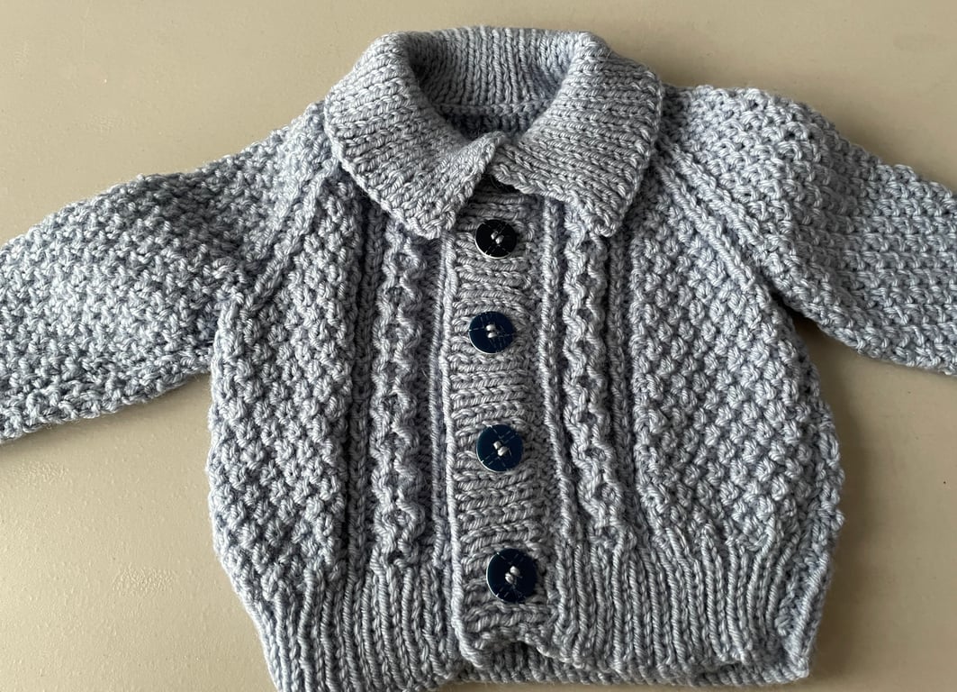 Hand Knitted Baby Boy Jacket. 