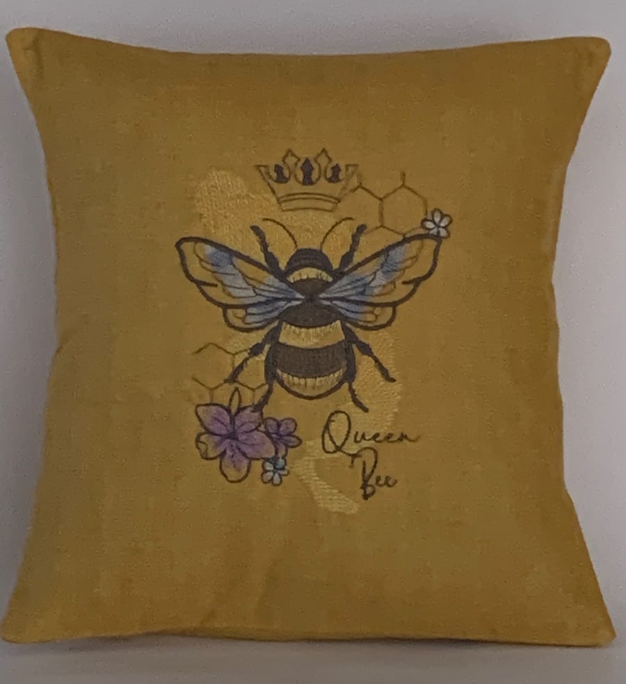 Ornate Queen Bee Embroidered Cushion Cover
