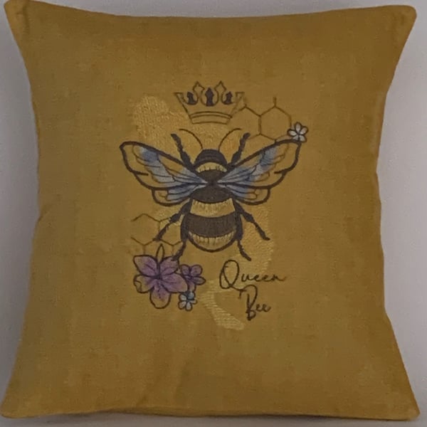 Ornate Queen Bee Embroidered Cushion Cover