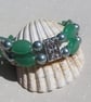 Green Aventurine & Green Shell Pearl Gemstone Beaded Bracelet "Giana"