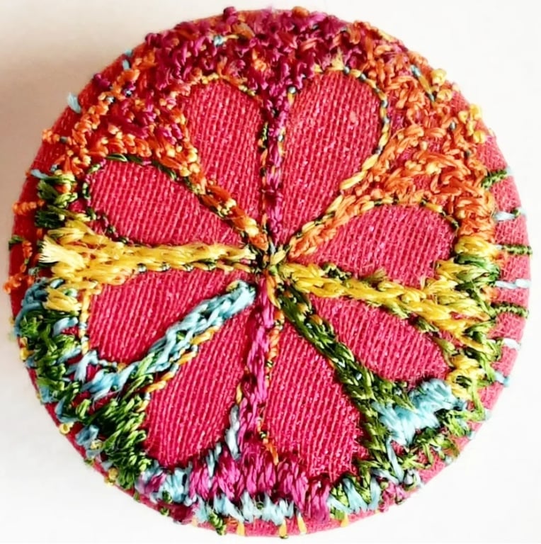 Buttons 1 inch button Hand Dyed Silks and Cottons Free Machine Embroidery Button