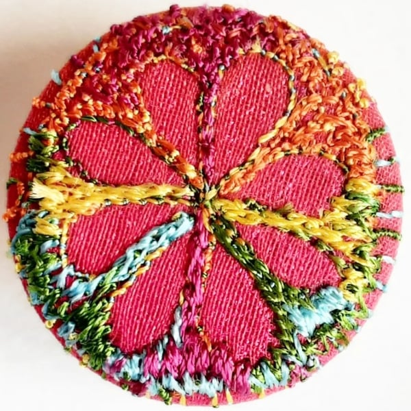 Buttons 1 inch button Hand Dyed Silks and Cottons Free Machine Embroidery Button