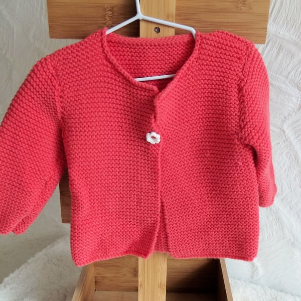 Babies Handknitted Jacket Cardigan, Salmon pink, 3 to 6 monthes, hm89