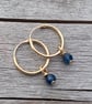 16mm 9ct Gold Hoop Earrings with Sapphire Gemstones - Image 1