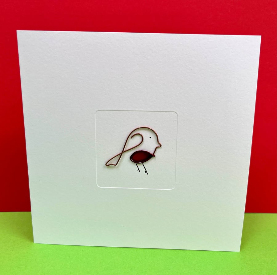 Robin Christmas Card - Wire Robin - Cute - Holiday Card - Folksy Christmas 2026