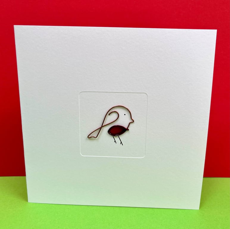 Robin Christmas Card - Wire Robin - Cute - Holiday Card - Folksy Christmas 2026