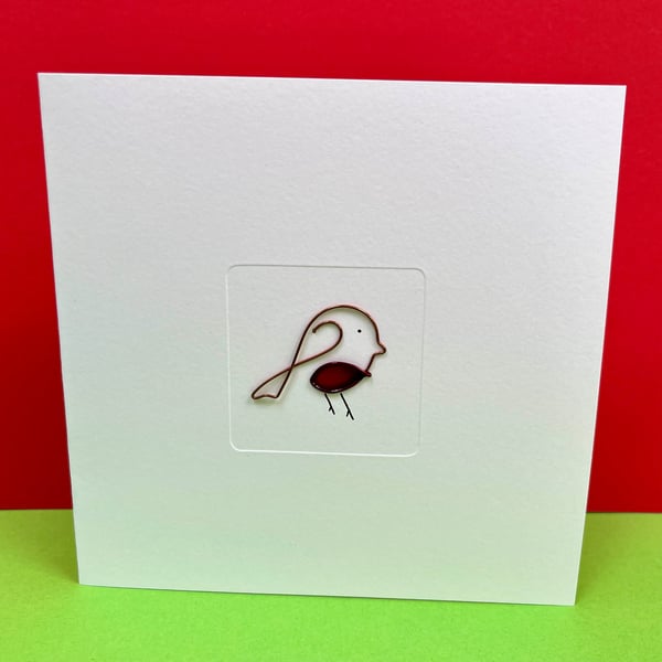 Robin Christmas Card - Wire Robin - Cute - Holiday Card - Folksy Christmas 2026