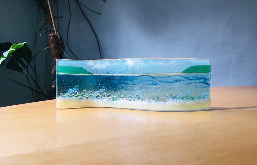 Seaside Scene in Fused Glass Art