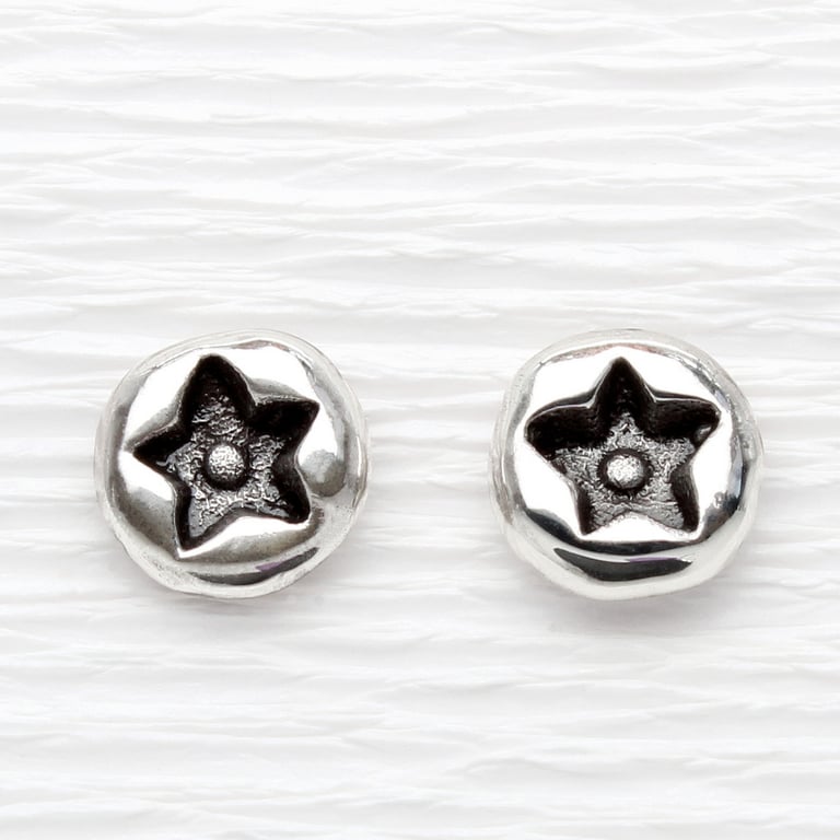 Small star ear studs handmade from solid sterling silver